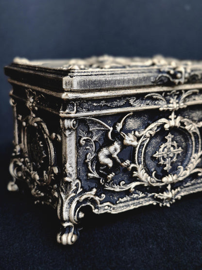 Gargoyle Jewelry Box, Gothic Casket, Baroque Trinket Box, Rococo Keepsake Box, 3D Printed Gothic Decor, Dark Romantic Gift