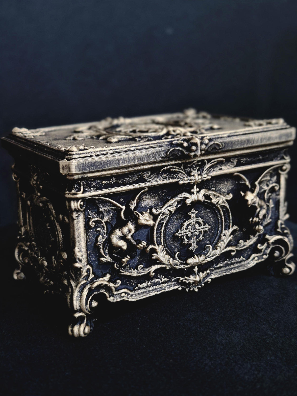 Gargoyle Jewelry Box, Gothic Casket, Baroque Trinket Box, Rococo Keepsake Box, 3D Printed Gothic Decor, Dark Romantic Gift