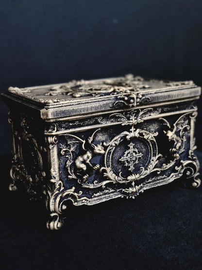 Gargoyle Jewelry Box, Gothic Casket, Baroque Trinket Box, Rococo Keepsake Box, 3D Printed Gothic Decor, Dark Romantic Gift