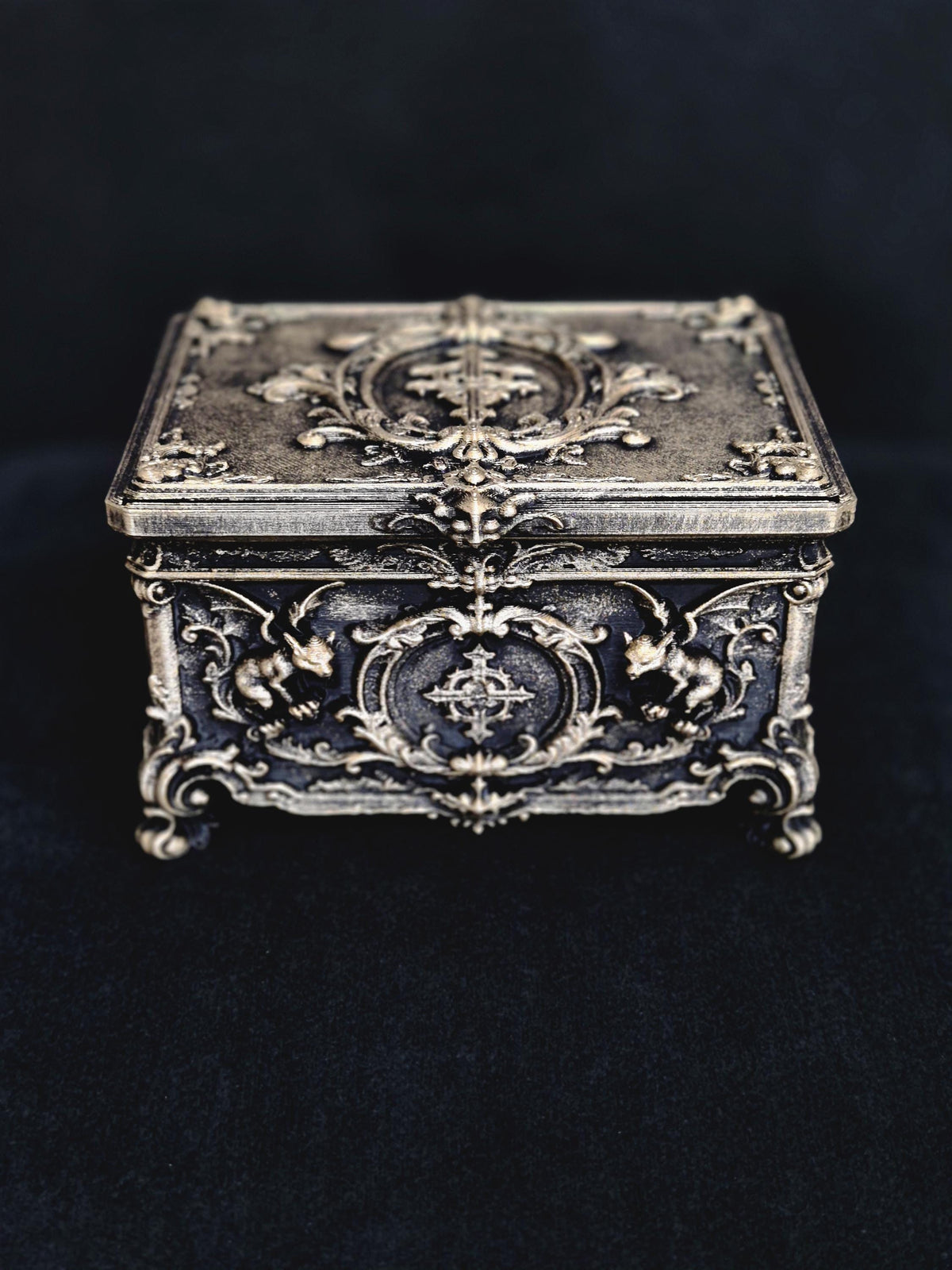 Gargoyle Jewelry Box, Gothic Casket, Baroque Trinket Box, Rococo Keepsake Box, 3D Printed Gothic Decor, Dark Romantic Gift