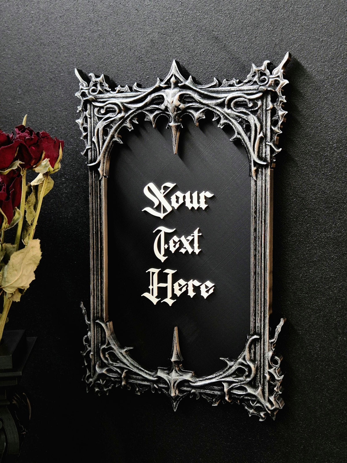 Custom Gothic Wall Plaque, Personalized 3D Printed Dark Home Decor, Custom Quote Frame, Gothic Name Sign, Goth Gift