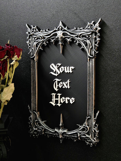 Custom Gothic Wall Plaque, Personalized 3D Printed Dark Home Decor, Custom Quote Frame, Gothic Name Sign, Goth Gift