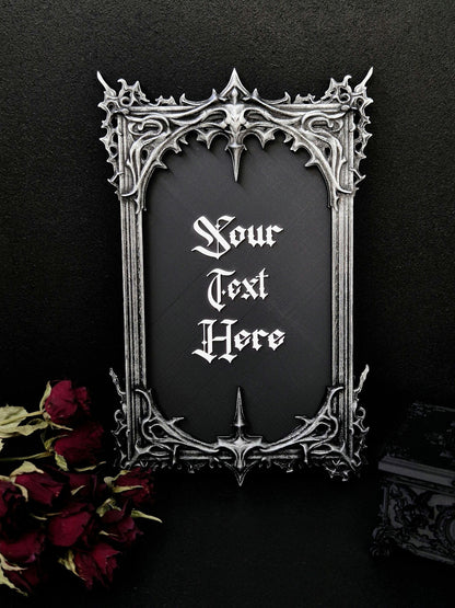 Custom Gothic Wall Plaque, Personalized 3D Printed Dark Home Decor, Custom Quote Frame, Gothic Name Sign, Goth Gift