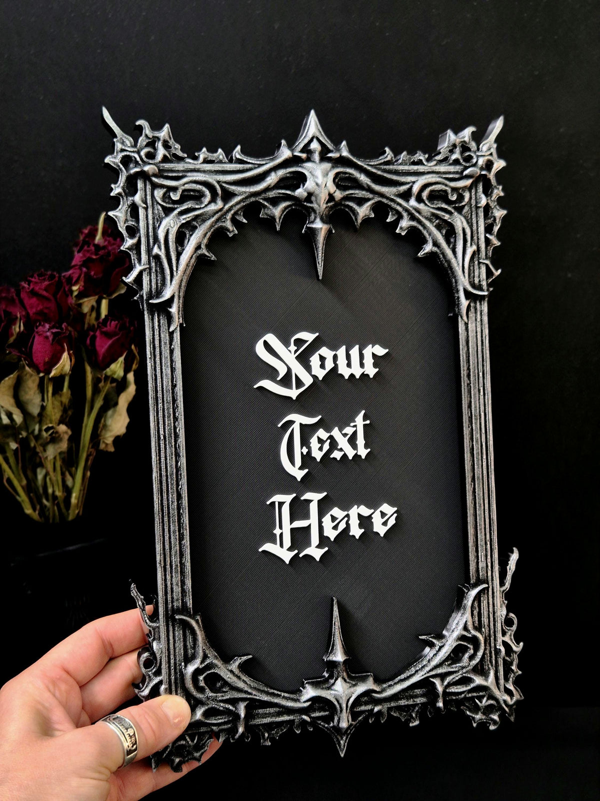 Custom Gothic Wall Plaque, Personalized 3D Printed Dark Home Decor, Custom Quote Frame, Gothic Name Sign, Goth Gift