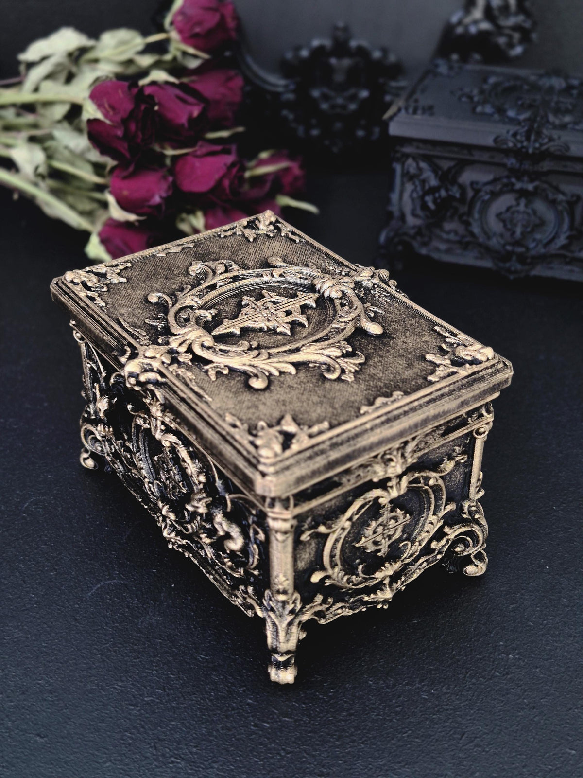 Gargoyle Jewelry Box, Gothic Casket, Baroque Trinket Box, Rococo Keepsake Box, 3D Printed Gothic Decor, Dark Romantic Gift