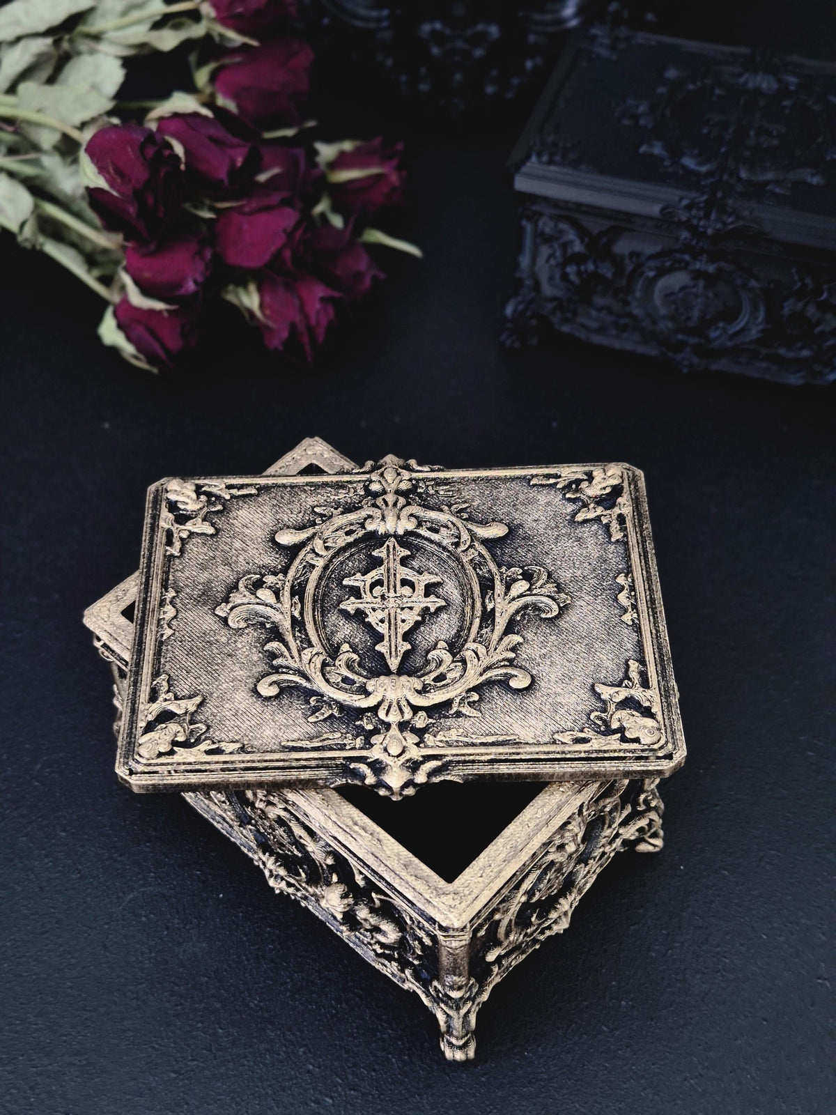 Gargoyle Jewelry Box, Gothic Casket, Baroque Trinket Box, Rococo Keepsake Box, 3D Printed Gothic Decor, Dark Romantic Gift