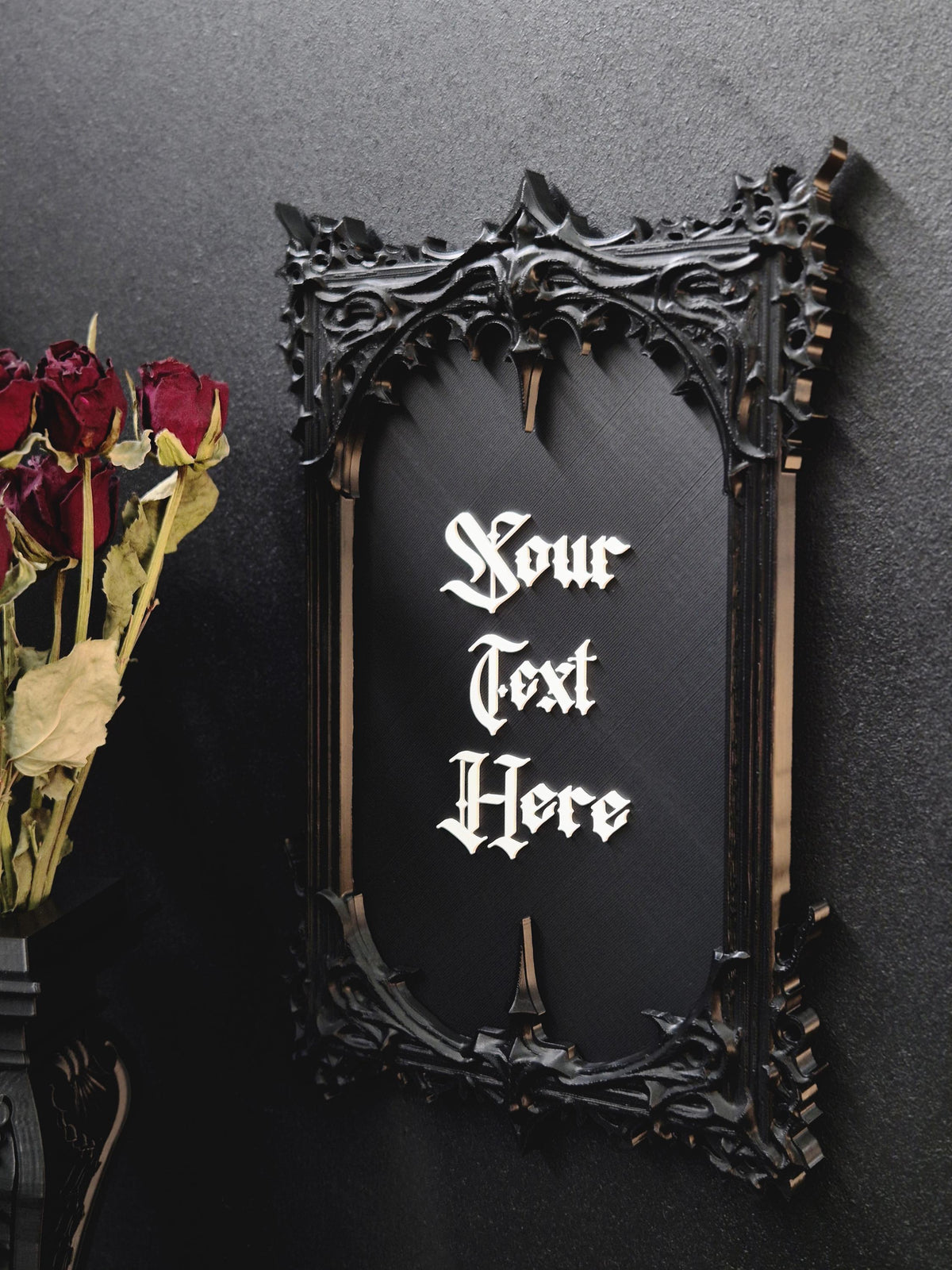 Custom Gothic Wall Plaque, Personalized 3D Printed Dark Home Decor, Custom Quote Frame, Gothic Name Sign, Goth Gift