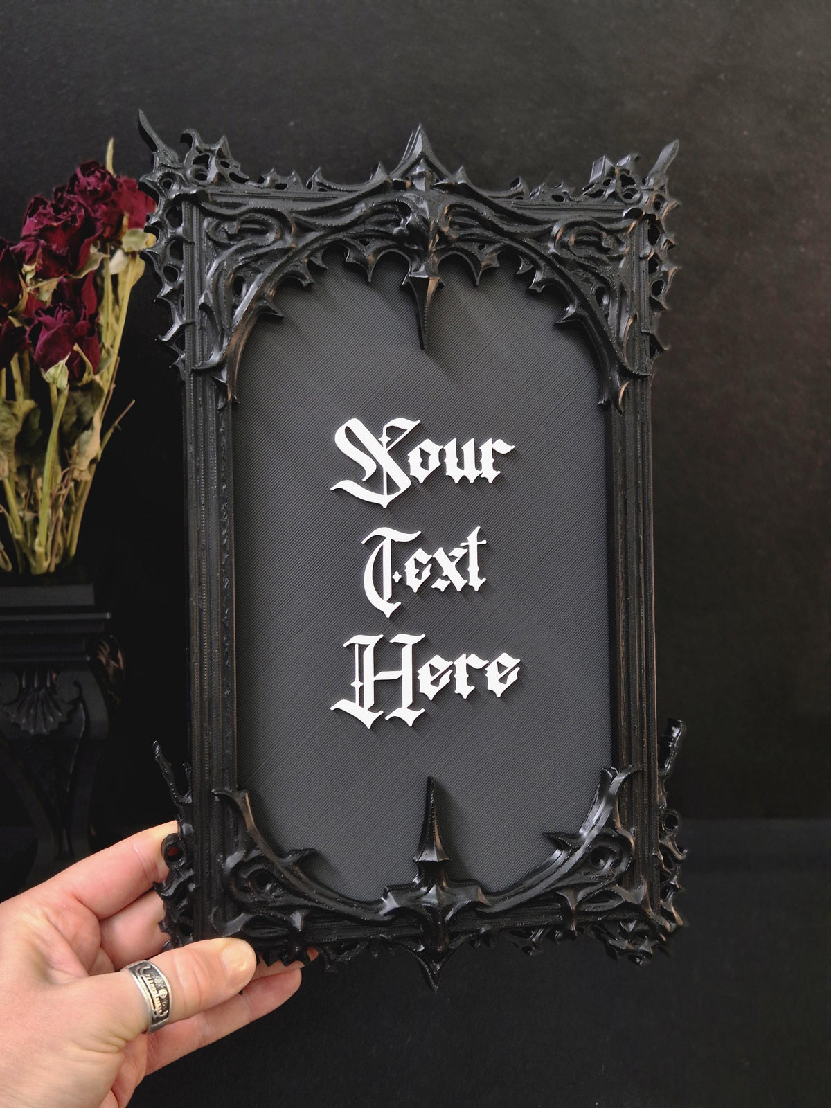 Custom Gothic Wall Plaque, Personalized 3D Printed Dark Home Decor, Custom Quote Frame, Gothic Name Sign, Goth Gift