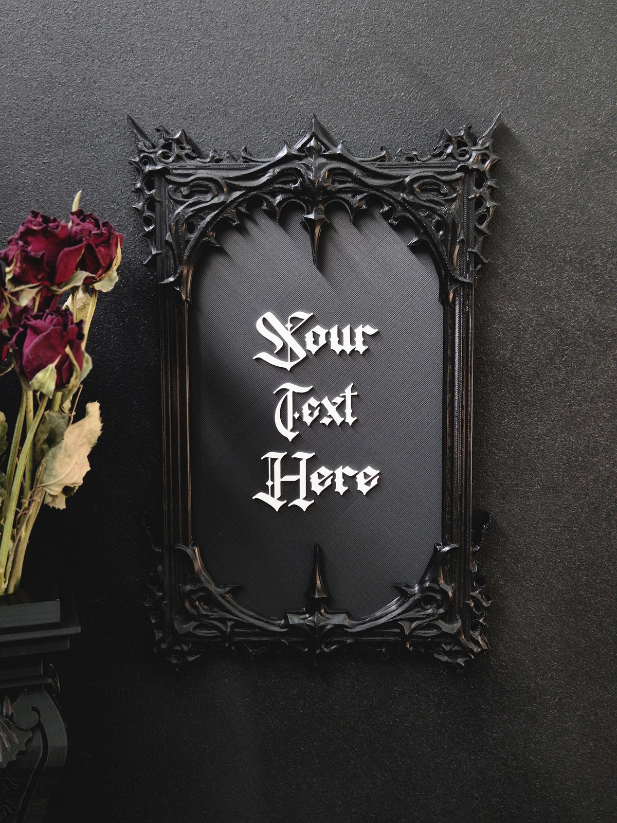 Custom Gothic Wall Plaque, Personalized 3D Printed Dark Home Decor, Custom Quote Frame, Gothic Name Sign, Goth Gift