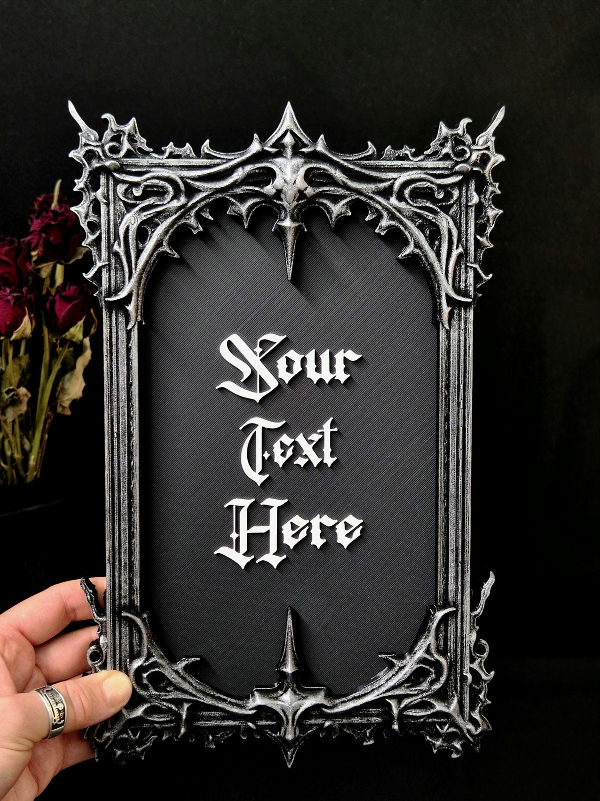 Custom Gothic Wall Plaque, Personalized 3D Printed Dark Home Decor, Custom Quote Frame, Gothic Name Sign, Goth Gift