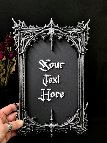 Custom Gothic Wall Plaque, Personalized 3D Printed Dark Home Decor, Custom Quote Frame, Gothic Name Sign, Goth Gift