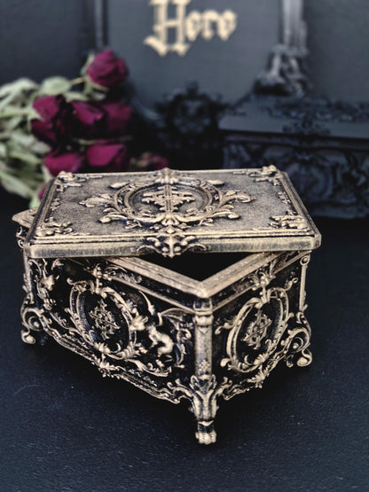 Gargoyle Jewelry Box, Gothic Casket, Baroque Trinket Box, Rococo Keepsake Box, 3D Printed Gothic Decor, Dark Romantic Gift