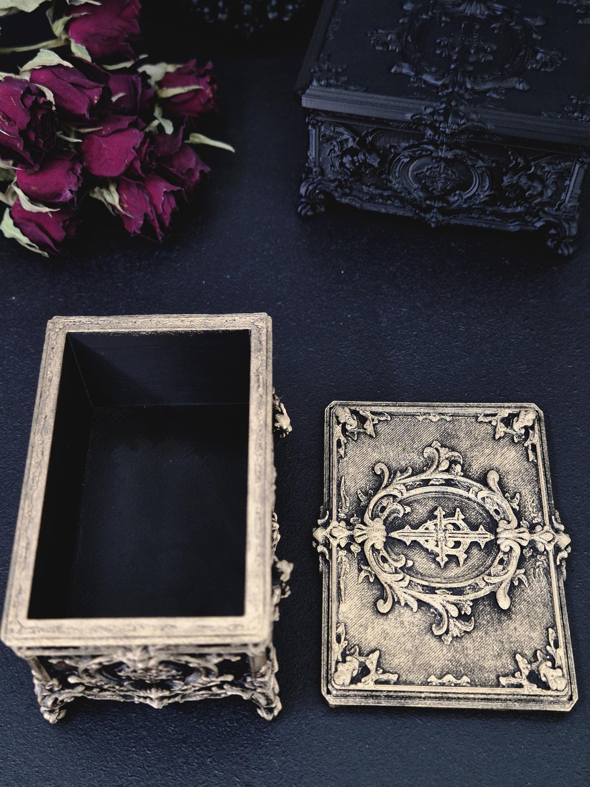 Gargoyle Jewelry Box, Gothic Casket, Baroque Trinket Box, Rococo Keepsake Box, 3D Printed Gothic Decor, Dark Romantic Gift