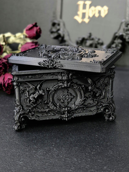 Gargoyle Jewelry Box, Gothic Casket, Baroque Trinket Box, Rococo Keepsake Box, 3D Printed Gothic Decor, Dark Romantic Gift