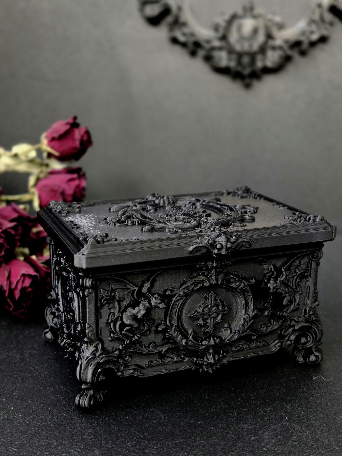 Gargoyle Jewelry Box, Gothic Casket, Baroque Trinket Box, Rococo Keepsake Box, 3D Printed Gothic Decor, Dark Romantic Gift
