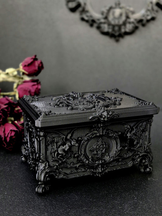 Gargoyle Jewelry Box, Gothic Casket, Baroque Trinket Box, Rococo Keepsake Box, 3D Printed Gothic Decor, Dark Romantic Gift