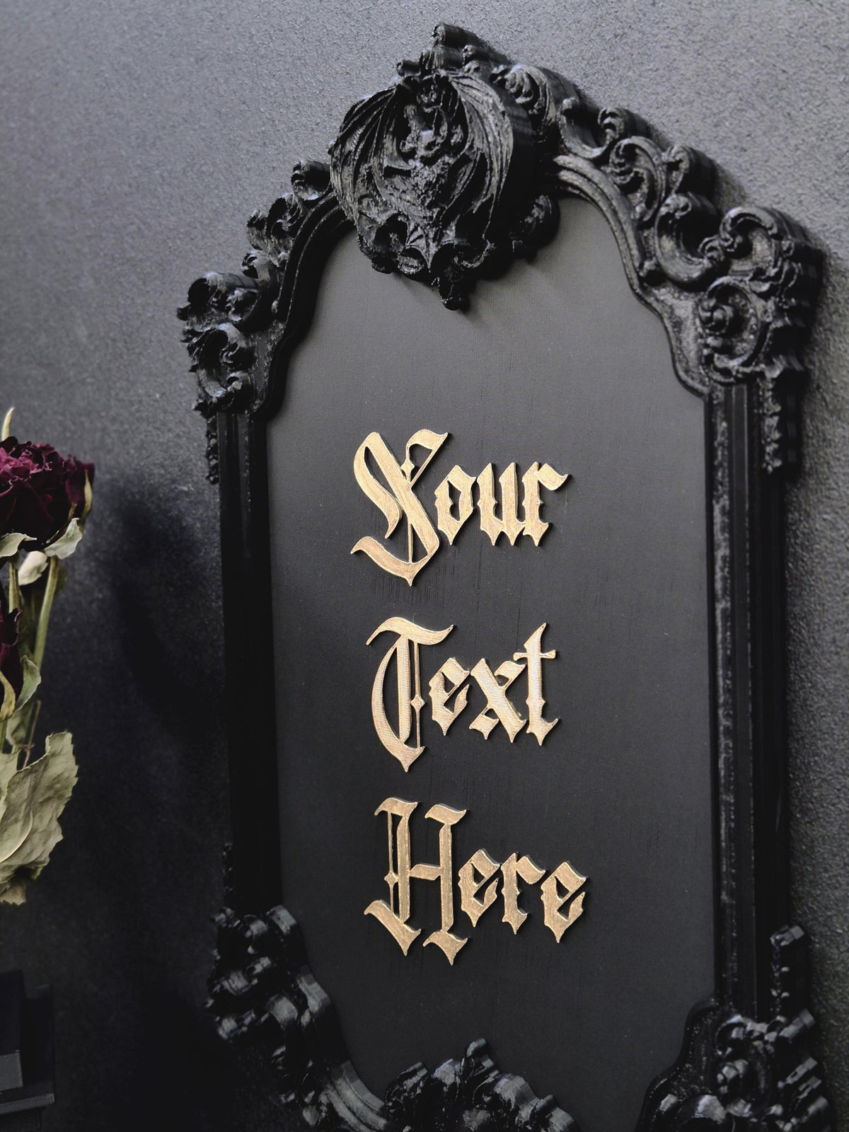 Custom Victorian Gothic Bat Wall Plaque, Personalized 3D Printed Dark Home Decor, Custom Quote Frame, Gothic Name Sign, Goth Gift