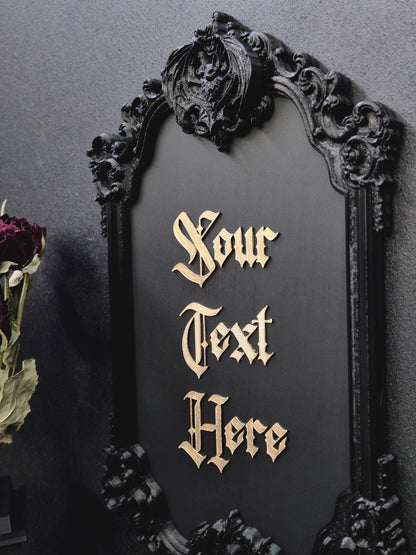 Custom Victorian Gothic Bat Wall Plaque, Personalized 3D Printed Dark Home Decor, Custom Quote Frame, Gothic Name Sign, Goth Gift