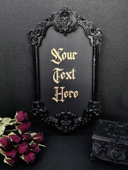 Custom Victorian Gothic Bat Wall Plaque, Personalized 3D Printed Dark Home Decor, Custom Quote Frame, Gothic Name Sign, Goth Gift