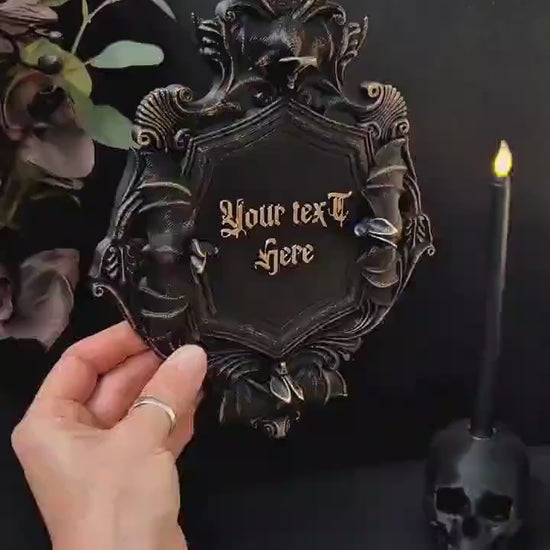 Custom Gothic Wall Plaque, Personalized 3D Printed Dark Home Decor, Victorian Bat Frame, Gothic Name Sign, Goth Gift
