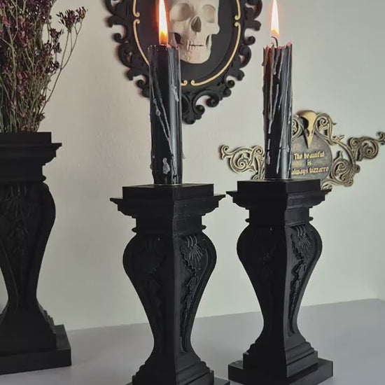 Gothic Candle Holder, 3D Printed Decor, Dark Victorian Home Accent, Witchy Candle Stand, Nocturne’s Embrace