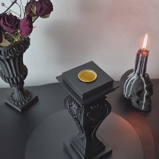 Set of Gothic Vase and Candle Holders "Twilight Duo"