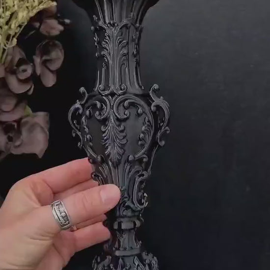 Gothic Baroque Vase – 3D Printed Victorian Vase for Dried Flowers, Gothic Home Decor, Dark Romantic Shelf Decor, Gothic Gift