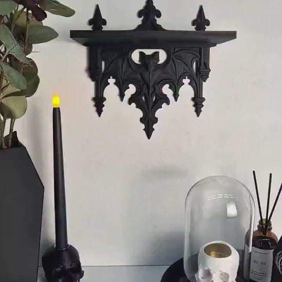 Gothic Bat Wall Shelf – Victorian Decor for Crystals, Candles & Oddities | Dark Academia Home Altar Shelf | Vampire Home Decor|Gift for Goth