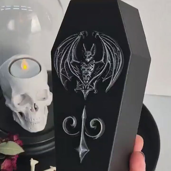 Gothic Coffin Vase with Bat
