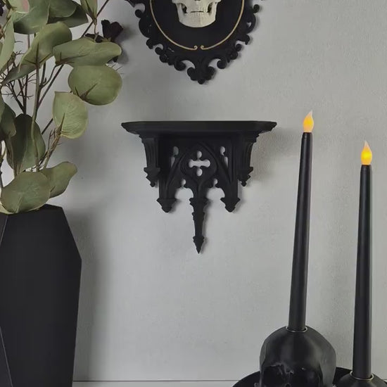 Gothic Cathedral Arch Wall Shelf – 3D Printed Gothic Decor, Shelf for Crystals or Jewelry, Candle Holder, Dark Academia Shelf, Gift for Goth