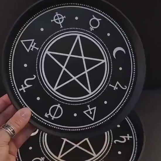 Gothic Pentagram Tray with Occult Symbols