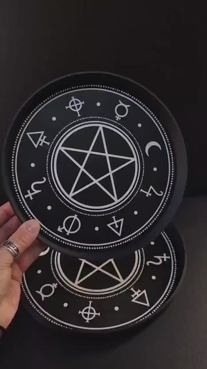 Gothic Pentagram Tray with Occult Symbols